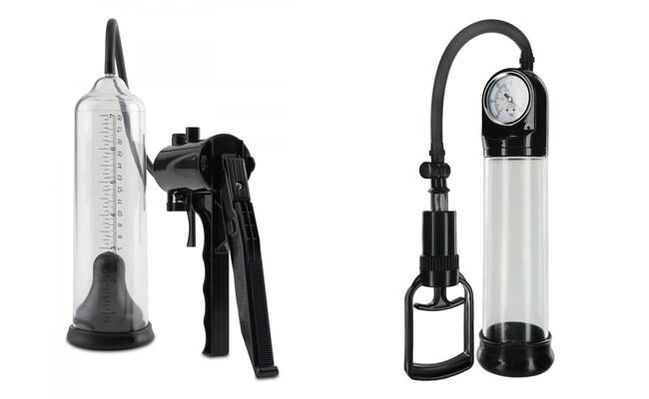 Manual vacuum pumps for penis enlargement and erection enhancement for men