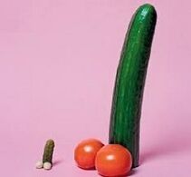 large and small penis size using vegetables as an example